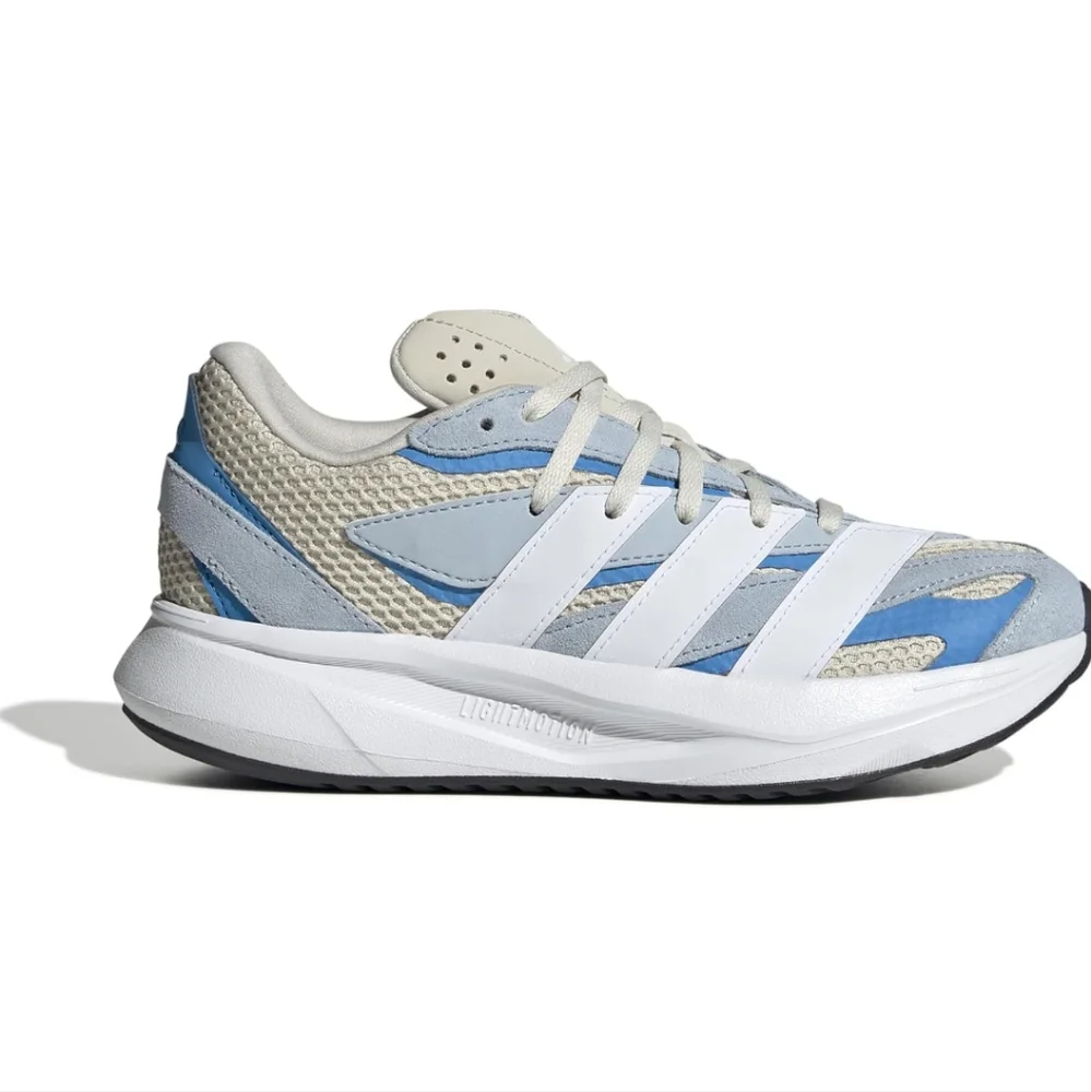adidas Boys Lightblaze Running Sneakers Shoes - Off White And Blue